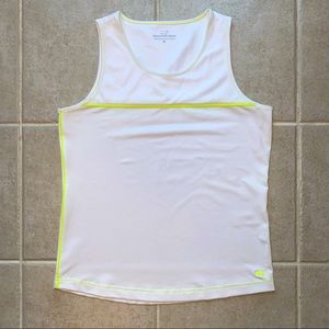 NWT Vineyard Vines Sleeveless Top White Neon Green Trim Size M